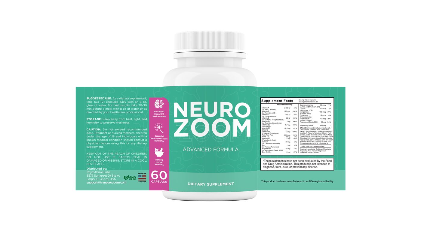 NeuroZoom flat label with facts panel